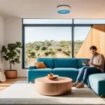 디지털 물리적 통합의 보안 이슈와 해결 방안 - **Prompt:** "A vibrant, cozy living room in a modern Portuguese home. Sunlight streams through a win...