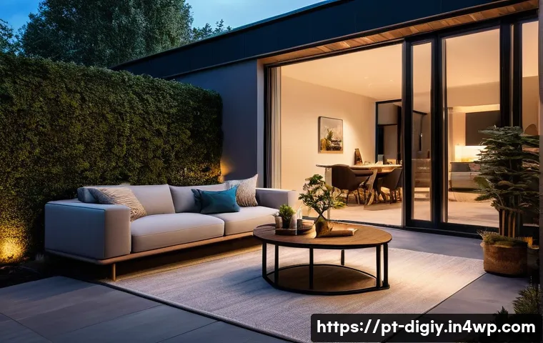 디지털 물리적 공간 통합의 다양한 측면 - **Prompt 1: "A cozy and modern living room at dusk, bathed in warm, soft light from smart home light...