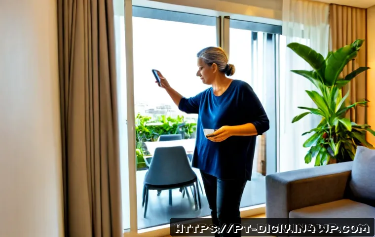 Home 17 물리적 공간에서의 스마트 기술 적용 사례 - Photorealistic modern apartment in São Paulo, Brazil, showing practical smart home technology in a p...